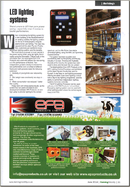 Faming Monthly Magazine article on EPA Products Programmable Dusk To Dawn Control
