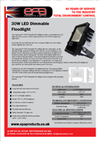30w dimmable LED Floodlight Datasheet EPA 30w dimmable LED Floodlight Specification Sheet